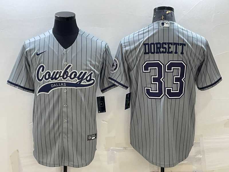 Mens Dallas Cowboys #33 Tony Dorsett Grey With Patch Cool Base Stitched Baseball Jersey